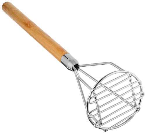 Thunder Group SLPMR018 Potato Masher, 18"L, Round face, Wooden Handle, Stainless Steel, Pack of 12