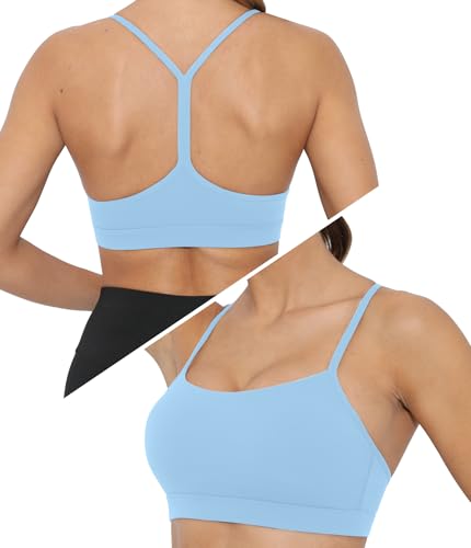 Image of Sports Bra for Women Low Impact Racerback Workout Bras Sexy Thin Straps Yoga Sport Bras with Removable Pads
