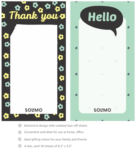 Image of Amazon Brand - Solimo Notepad (6.5 inch x 3.5 inch) Daily Undated Planner, Bucket List, Appointments Pad 50 Tear Off Sheets Writing Pad, Set of 4