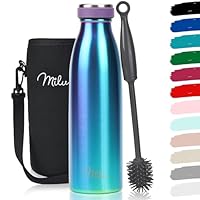 Milu Edelstahl Trinkflasche 350ml, 500ml, 750ml, 1L, 1,5L – Thermosflasche für Kinder Erwachsene auslaufsicher Isolierflasche Kohlensäure geeignet– inkl. Reinigungsbürste (Aurora, 500ml)