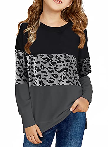 SELINK Girl's Casual Big Kids Long Sleeve Striped Color Block Casual Tees with Pockets