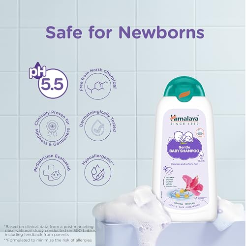 Image of Himalaya Gentle Baby Shampoo with phyto-proteins|No Tears|pH 5.5|200ml (Pack of 4)