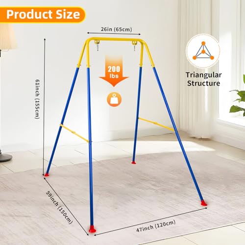 Image of Swing Stand for Kids, Foldable A-Frame Metal Frame, Indoor & Outdoor Heavy Duty Swing Stand for Most Baby Jumper /Toddler Swings /Hammock Chair, Easy to Assemble, Seat not Included