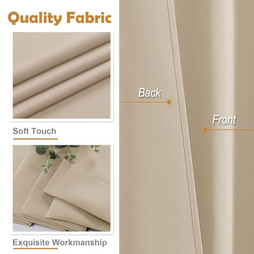 Image of Aiyufeng Biscotti Beige Blackout Curtains for Bedroom 63 Inch Length 2 Panels, Solid Thermal Insulated Energy Saving Rod Pocket Window Treatment Curtains Blackout Drapes, W40 x L63 Inch,Biscotti Beige