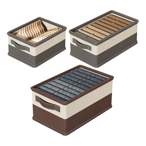Juego de 3 organizadores de armario, organizador de armario plegable, caja de almacenamiento, sistema de organización de cajones para pantalones, ropa, sujetador, 30 x 24 x 17/40 x 23 x 20/45 x 30 x