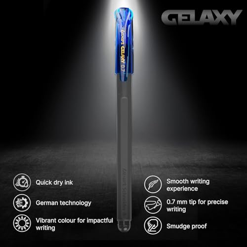 Image of Luxor Schneider Gelaxy|Refillable Gel Pen|Pack of 4-(Blue+Black+Red+Green)|0.7mm Precise Writing|Quick Dry Ink | German Technology|Smooth Writing Experience| Ideal for Students & Professionals
