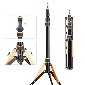 Travel Light Stand 86.6in / 2.2m Carbon Fiber Sturdy Light Weight Portable Tripod Light Stand with Carry Bag for Photography Studio Outdoor Shooting Speedlight Flash Reflector Ring Light
