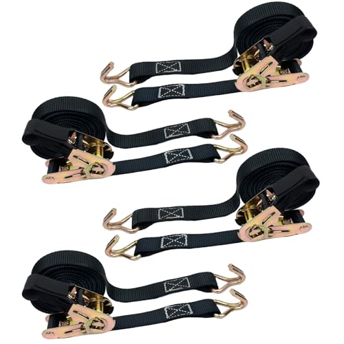 Image of OWSYTOOL Ratchet Straps 4Pack, 4 x 800KG Tie Down Straps with Hook, 6M x 25mm Small Ratchet straps for Motorcycles, Car, Trailer, Cargoes, Household