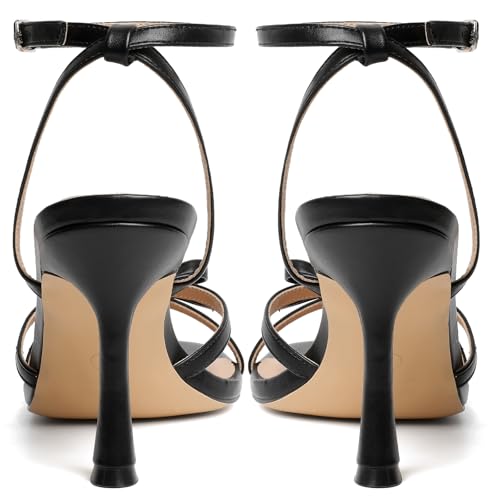 Image of Mostrin Strappy Heels for Women Ankle Strap Heels Women's Heeled Sandals for Party Prom Wedding