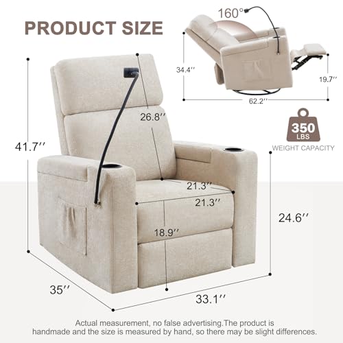 Image of ABCASA Power Recliner Rocking Chair Nursery, Swivel Glider Set of 2, Brown