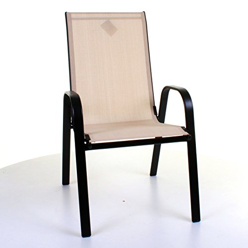 Marko Outdoor Stacking Textoline Chair Black Outdoor Bistro High Back