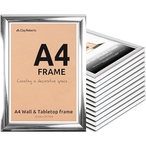 Clay Roberts Box of 12 A4 Plain Silver Photo Picture Certificate Frame Wall & Desk Mountable Wholesale Job Lot (190) Cover
