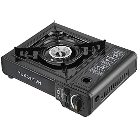 YOUROUTEN Hornillo Camping Portátil Cocina de Cartucho Gas Mini Estufa de Camping Quemador Butano Resistente al Viento Exterior Fogón de Acampada 1 Fuego con Maletin para Senderismo Picnic Aire Libre Cover