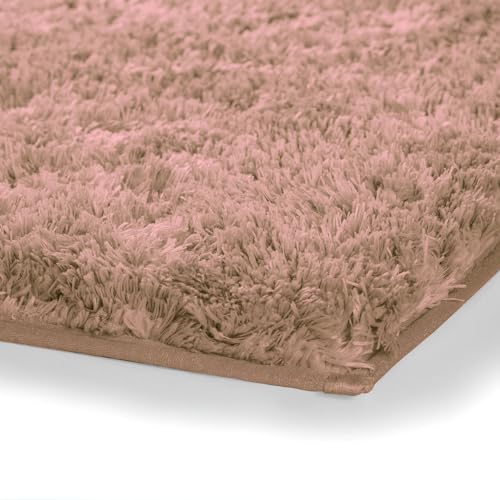 Image of LUXE HOME INTERNATIONAL Microfiber Rectangular Home Bath Mat Super Soft Non Slip Vegas Mats for Bathroom, Kitchen, Bedroom, and Door (40X60 Cm, Peach) Pack of 1