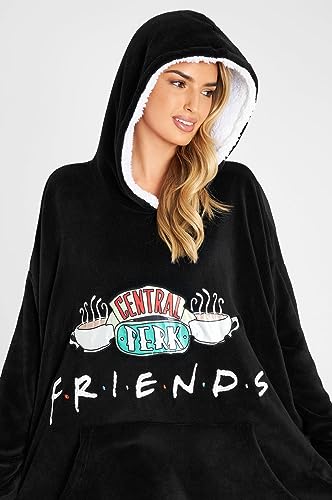 FRIENDS Hoodie Blanket Women, Sherpa Fleece Oversized Hoodie Poncho(Black) - Image 5