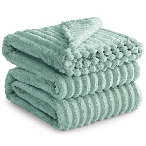 RUIKASI Couverture douillette et moelleuse - Vert sauge - Taille XXL - 220 x 240 cm - Couverture polaire pour canapé - Décoration de salon - Couverture douce...