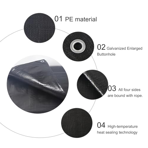 Lona impermeable reforzada 1.1x6 m de 160g m² color negro 4