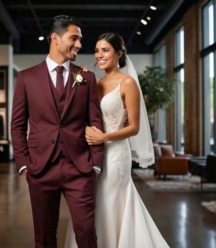 Wangyue Men's Suits 3 Piece Slim Fit Wedding Suits for Men Two Button Jacket Vest Pants Set Prom Dinner4