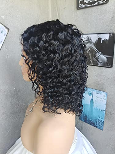Luovce Lace Front Wig Human Hair Wigs for Women Deep Wave Wig Middle Part Peruvian Hair 4X4 Lace Wig 10 inches Natural Color - Image 2