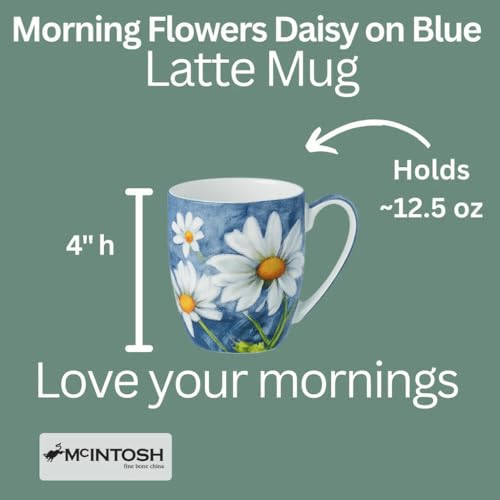 Taza Latte de porcelana fina con diseño de margarita azul miniatura 3