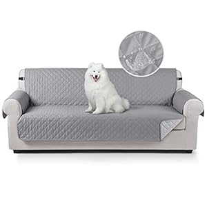 TAOCOCO Sofa Covers,Sofa Slipcovers 4 Seater,100% Waterproof Non Slip Cover for Kids/Dogs/Pets,Washable Sofa Protector with Elastic Strap(Grey)