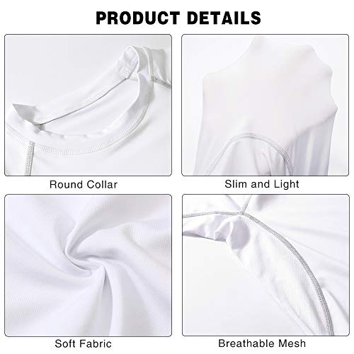 MEETYOO Men's Compression Shirt, Base Layer Top Long/Short Sleeve T-Shirt Sports Gear Fitness Tights for Running Gym Workout - Image 5