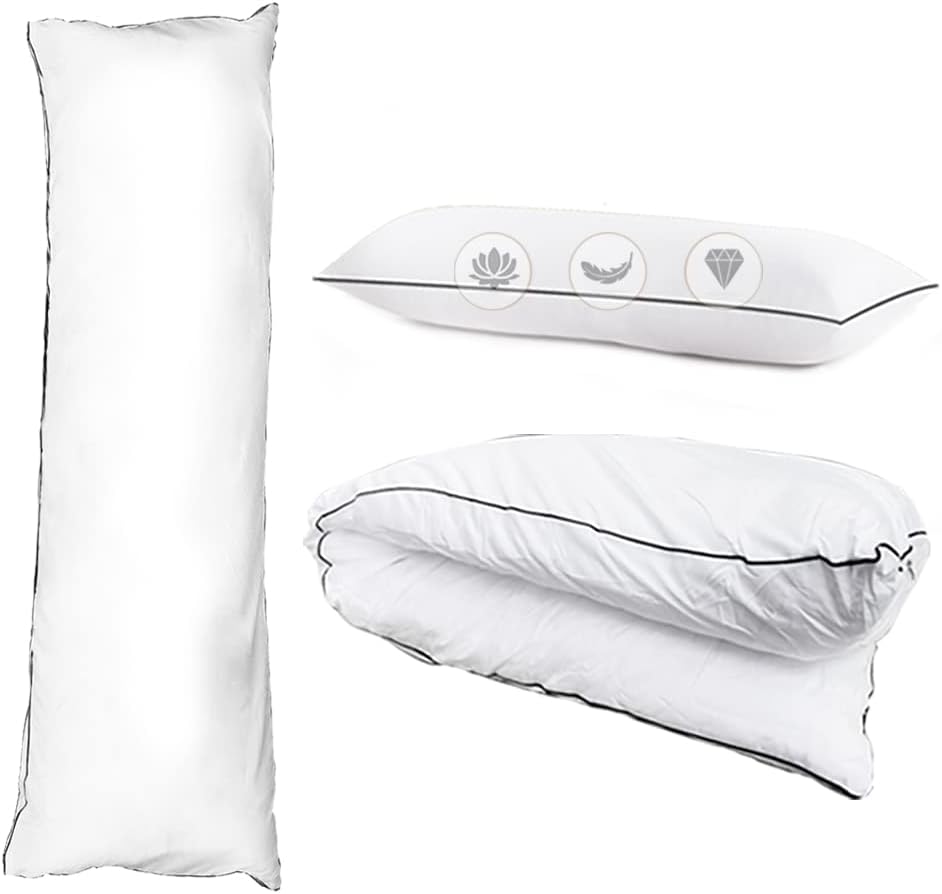 63x20in Soft Cotton Hypoallergenic Hugging Full Body Pillow Polyester Inner Stuff Anime Japanese Comfortable White Cotton Filled Cushion for Home Bedroom Fluffy Head Rest Huggable