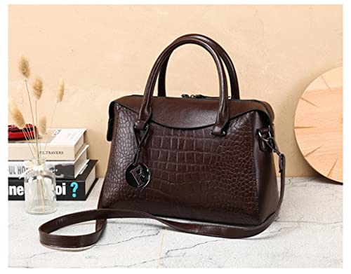 Bolsa de Couro Vintage Grande Padrão de Crocodilo para Mulheres Versáteis Grandes com Zíper Bolsas d