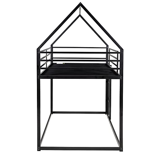 Lifeand Twin Over Twin House Bunk Bed With Built-In Ladder,Black #TOP6