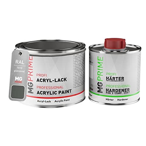 RAL 7010 Gris tente/Tarpaulin grey Peinture acrylique brillante Pot de 0,75 litre / 750 ml, y compris le durcisseur
