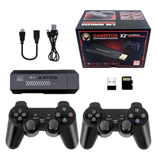 Retro Game Stick X2 Plus 64GB. Consola Game Stick 4K 40000 Juegos, Plug & Play. Gamestick X2 con 2 Controladores inalámbricos 2,4Ghz y Salida HDMI. Compatible con múltiples Dispositivos
