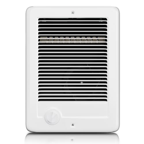 CSC101W Electric Wall Heater, PN: 67549, 1000W(3412 BTU) 120V, 10s Fast Heating Nickel-Chromium Coil, ≤30dB Quiet Fan, Heats 150 Sq.Ft. Room, White (Built-in Thermostat Complete Unit)