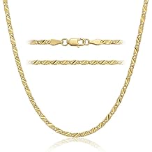14K Gold Flat S Link Chain Necklace for Men Women, 2mm Dainty Chain 18-26"
