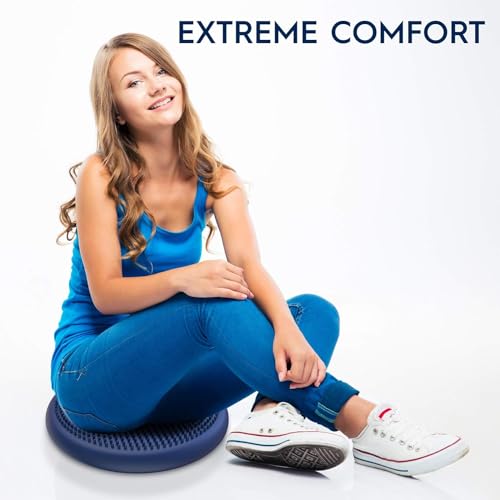Image of Bouncyband - Wiggle Seat - 10 Pack - Blue, 13 inch D - Large Sensory Cushion for Kids Ages 6-18+ - Promotes Active Learning, Improves Student Productivity, Includes Easy-Inflation Pump