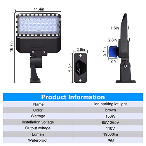 Biritalo 150W Led Parking Lot Light Flood Lights With Dusk To Dawn Outdoor Lighting With Adjustable Arm Mount Commercial Security Lights 5000K Ip65 Waterproof Outdoor Lights #TOP6