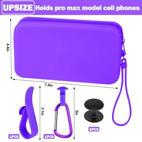 Image of Mity rain Silicone Wallet for Bogg Bag Phone Holder, Accessories Set for Bogg Bag Contain 2PCS Key Holder and a Large Capacity Silicone Zipper Bag for Beach Bags Tote Bag (Dark Purple)
