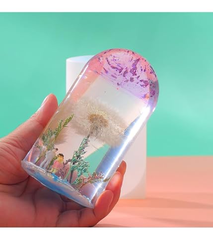 Image of Round Cylinder Light Resin Mold for Flower Preservation, Featuring USB; Perfect for DIY Epoxy Casting Projects and Desktop Ornaments for Home Decor
