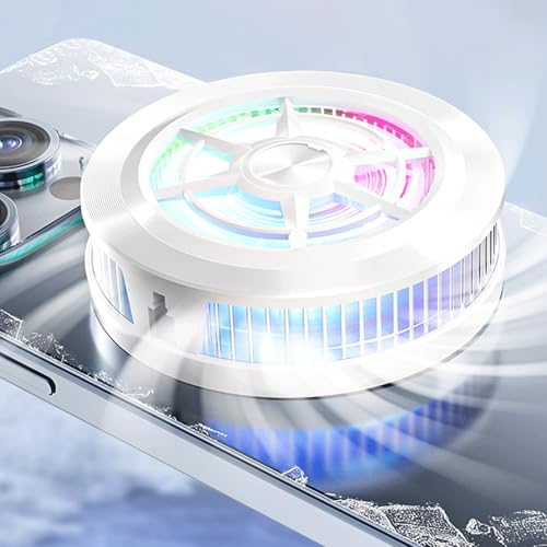 Phone Cooler, LOCZAR Magnetic Fan Small USB Fan for Gaming with Removable Grip, Semiconductor Cooling RGB Cellphone Radiator for Cell iPhone Ipad (ICE S2-White)