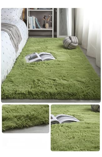 ラグ ラグマット マイクロファイバー 滑り止め フランネル ?ラグ 洗える 冬用 夏用 床暖房 じゅうたん 一年中使える (グリーン,80*160cm)