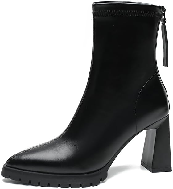 Spring and Autumn 2025 New Versatile Women Elegant Black Womens Boots Chunky Heel Pointed Toe Boots Autumn and Winter Fashion Boots 303-2