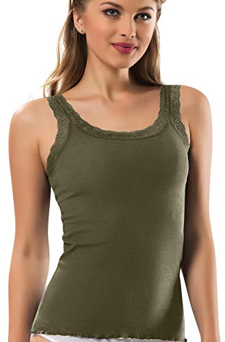 Image of VAVONNE Lace Camisole Tank Tops for Women, Soft Stretch Ribbed Cotton Cami