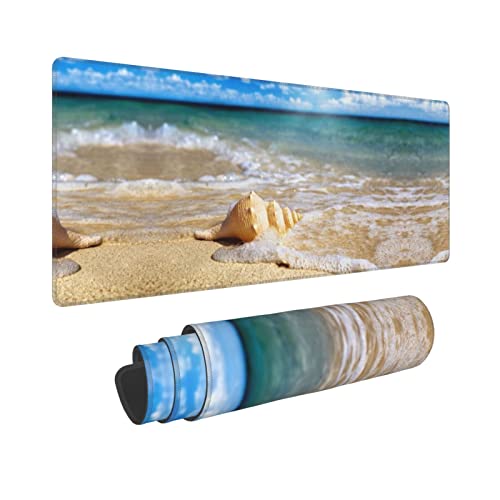 Tapis de souris imperméable Ocean Seashell grand format avec base en caoutchouc antidérapant