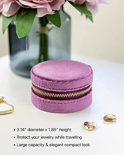 Plush Velvet Travel Jewelry Box Organizer, Travel Jewelry Case, Mini Jewelry Travel Case | Jewelry Travel Organizer, Travel Jewelry Organizer, Small Jewelry Box Travel, Jewelry Travel Box - Lilac #TOP3