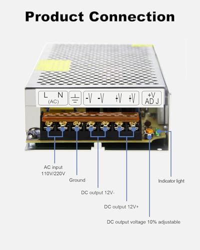 Image of Universal Regulated Switching LED Power Supply, 12V 10A 120W | 12V DC Power Supply 10A, AC Adapter 110V to 12 Volts