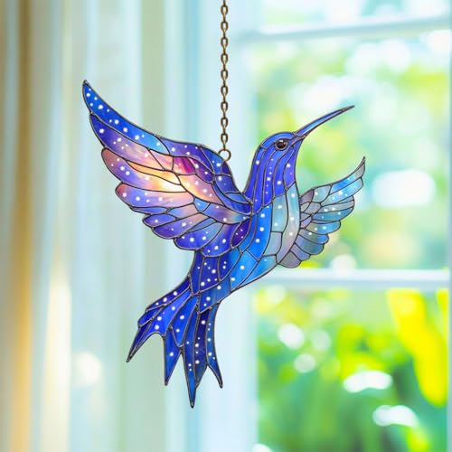 Mosaic Space Hummingbird Art Acrylic Suncatcher Stained Glass Effect Window
