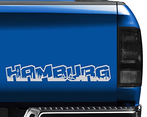 Skyline4u Hamburg Aufkleber Schriftzug Stadtaufkleber 30 x 5cm brillantblau