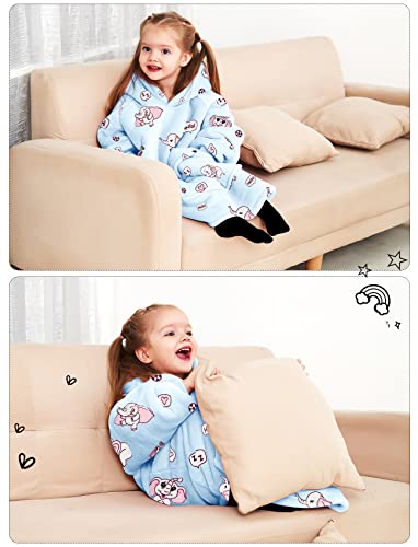 Image of KFUBUO Wearable Blanket Hoodie for Kids With Pocket Toddlers 2-6 Year Old | Elephant, Sherpa, Heavy Material, Oversized Sweatshirt Blanket, Kids Blanket, Girl Boy Gifts, Cozy Gifts for Kids