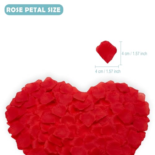 1200 PCS Rose Petals for Bedroom - Fake Red Roses Petal Faux Flowers, Artificial Roses Petals for Marry me, Valentines, Proposal, Anniversary, Wedding Love Decorations Romantic Party