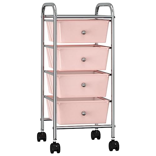 Chariot d'atelier roulant rose pour ranger les outils et le maquillage