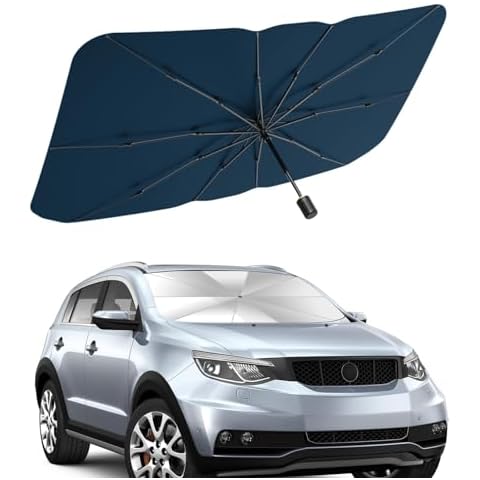 Car Windshield Sun Shade,31"x55" Foldable Umbrella Sunshades for Car Front Windshield UV Rays Sun Heat Reflector Universal for Most Cars, SUV, Pickup, Keep Car Cool, Auto Interior Protection Cover